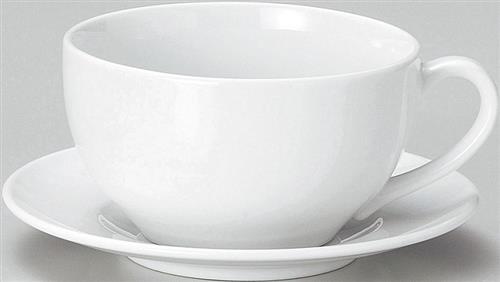【白磁】スープ(大)碗皿セット　アルミナ磁器　磁器　食器　6-18-34　碗W158*D128*H73　皿φ173*H23(mm)【代引き不可】