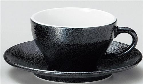 アルミナ磁器　兼用碗皿　黒御影　セット　磁器　食器　6-20-24　碗φ95*H59　皿φ157*H20(mm)【代引き不可】