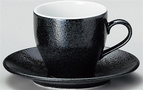 アルミナ磁器　アメリカン碗皿　黒御影　セット　磁器　食器　6-20-28　碗φ83*H76　皿φ157*H20(mm)【代引き不可】