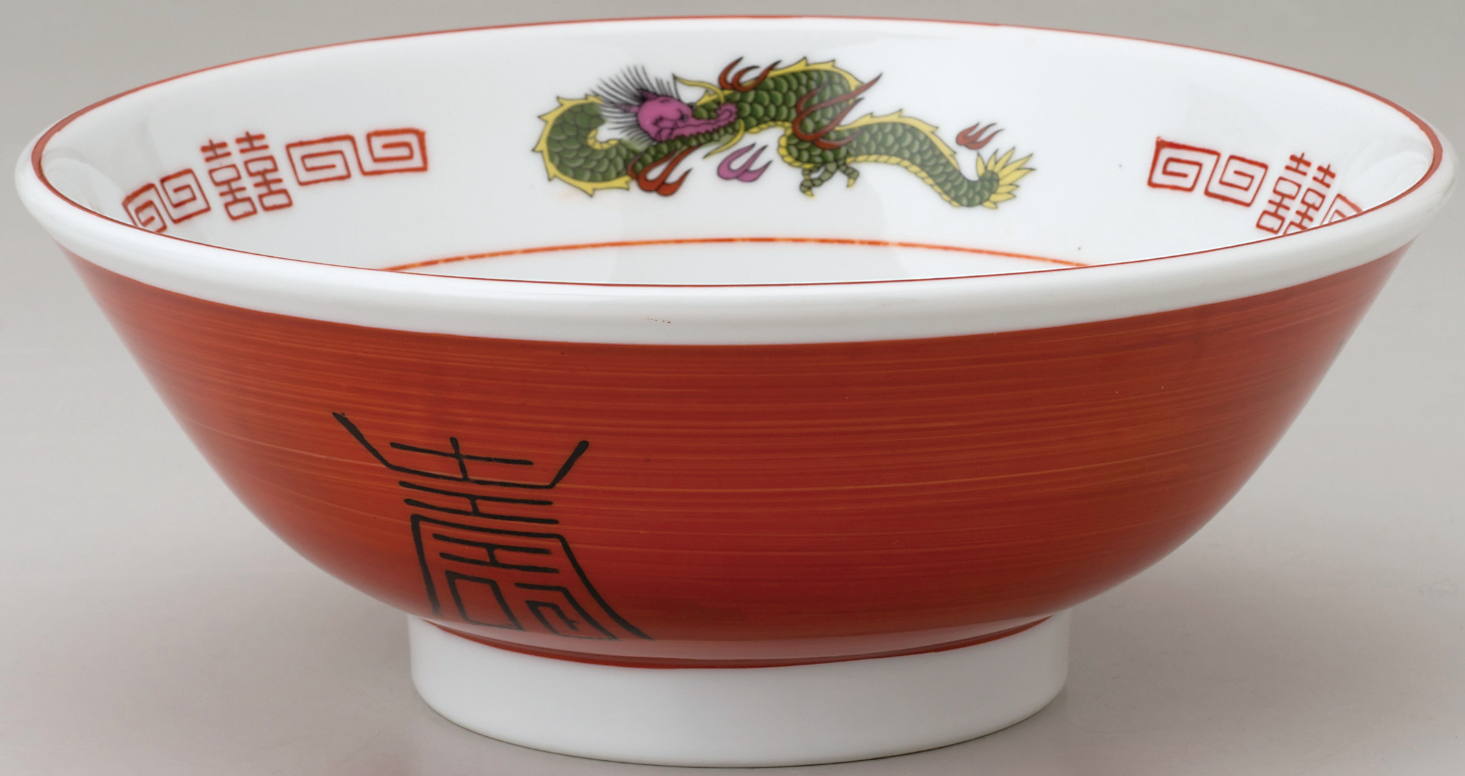 三つ龍ラーメン丼 赤巻反高台22cm丼 214x86mm 1400cc