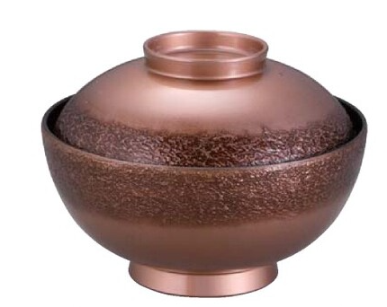 【耐熱ABS樹脂】 4.5寸仙才雑煮椀　絞り墨入れ銅内黒　親・蓋  2-281-12　φ136*H100(mm) 【代引き不可】