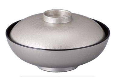 【耐熱ABS樹脂】 4.5寸丸駒椀　シャンパンゴールドアクア内黒　親・蓋  2-283-6  φ135*71(mm)【代引き不可】