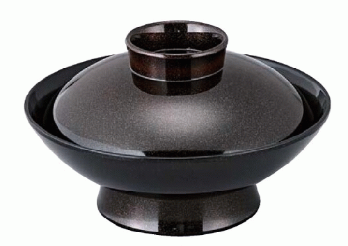 【耐熱ABS樹脂】 5.5寸御殿型煮物椀　梨地内黒　親・蓋　2-286-5　φ164*H95(mm) 【代引き不可】