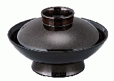 【耐熱ABS樹脂】 5.5寸御殿型煮物椀　梨地内黒　親・蓋　2-286-5　φ164*H95(mm) 【代引き不可】