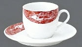 10個/セット　コーヒー レッド 碗+受皿