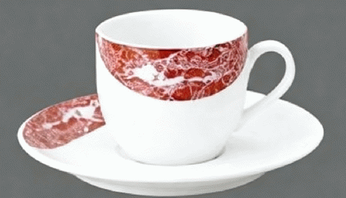 10個/セット　コーヒー レッド 碗+受皿