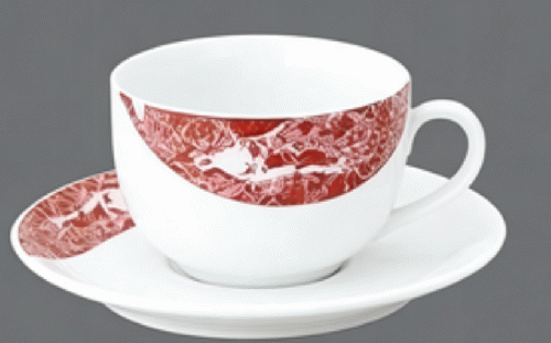 10個/セット　カプチーノ レッド 碗+受皿