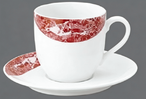 10個/セット　アメリカン レッド 碗+受皿