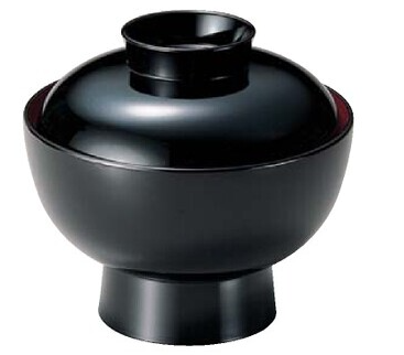 【耐熱ABS樹脂】 5寸高台丼　黒内朱　親・蓋　2-298-8　φ153*H138(mm) 【代引き不可】