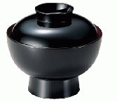 【耐熱ABS樹脂】 5寸高台丼　黒内朱　親・蓋　2-298-8　φ153*H138(mm) 【代引き不可】