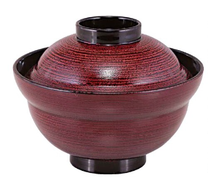 【耐熱ABS樹脂】 6.0寸かがみ椀(大丼)　溜刷毛目 内黒　親・蓋　2-299-9　φ157*H123(mm) 【代引き不可】