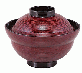 【耐熱ABS樹脂】 6.0寸かがみ椀(大丼)　溜刷毛目 内黒　親・蓋　2-299-9　φ157*H123(mm) 【代引き不可】