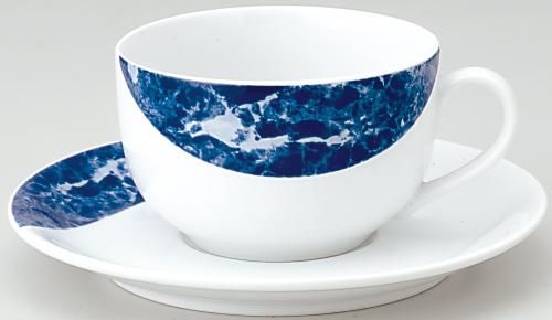 10個/セット　カプチーノ ブルー 碗+受皿