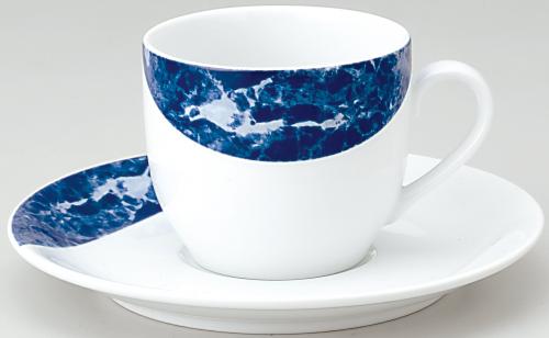 10個/セット　コーヒー ブルー 碗+受皿