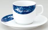 10個/セット　スタックコーヒー ブルー 碗+受皿