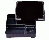 【耐熱ABS樹脂】7寸戦国弁当  新溜(内黒)  <固定仕切>　2-704-4　215*215*50(mm)【代引き不可】