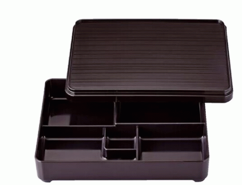 【ABS樹脂】9.5寸長手舞子弁当  新溜(内黒)  <固定仕切>　2-697-10　285*223*63(mm)【代引き不可】