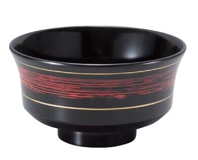 【耐熱ABS樹脂】φ121新天竜寺汁椀　黒帯ひも内黒　2-212-10　φ121*H66(mm) 【代引き不可】