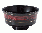 【耐熱ABS樹脂】φ121新天竜寺汁椀　黒帯ひも内黒　2-212-10　φ121*H66(mm) 【代引き不可】