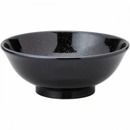 黒中華　反高台22cm丼 黒御影