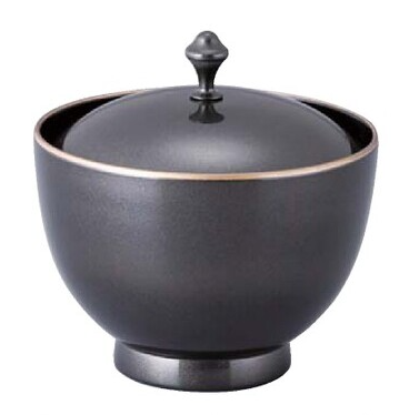 【耐熱ABS樹脂】 御所車椀　グレー天金内黒　親・蓋　2-224-1 　φ102*H106(mm) 【代引き不可】