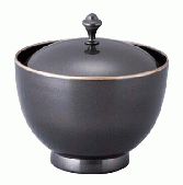 【耐熱ABS樹脂】 御所車椀　グレー天金内黒　親・蓋　2-224-1 　φ102*H106(mm) 【代引き不可】