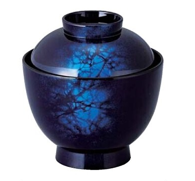 【耐熱ABS樹脂】 3.2寸玉子椀　藍八雲内黒　親・蓋　2-246-6　φ96*H100(mm) 【代引き不可】