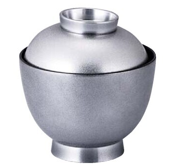 【耐熱ABS樹脂】 3.2寸玉子椀　銀乾漆内黒　親・蓋  2-246-10　φ96*100(mm) 【代引き不可】
