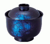 【耐熱ABS樹脂】 3.3寸ゆり型小吸椀　藍八雲内黒　親・蓋  2-247-5　φ97*91(mm) 【代引き不可】