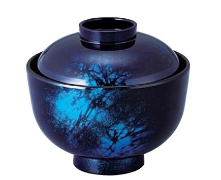 【耐熱ABS樹脂】 麻呂小吸椀　藍八雲内黒　親・蓋　2-243-1　φ100*H90(mm) 【代引き不可】