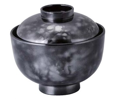 【耐熱ABS樹脂】 麻呂小吸椀　銀雲内黒　親・蓋 2-243-16　φ100*H90(mm) 【代引き不可】