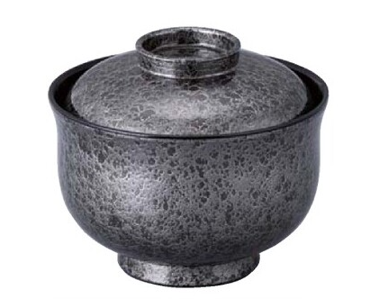 【耐熱ABS樹脂】 羽反一口椀　ブラックアクア内黒 　親・蓋　2-243-17　φ98*H81(mm) 【代引き不可】