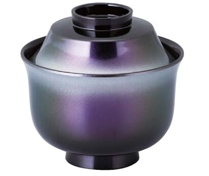 【耐熱ABS樹脂】 3.2寸富士型小吸椀　オーロラ内黒　親・蓋  2-249-5　φ100*95(mm) 【代引き不可】