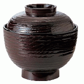 【耐熱ABS樹脂】3.4寸平筋小吸物椀　栃内黒　親・蓋　2-237-14　φ102*H97(mm)　【代引き不可】