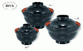 【耐熱ABS樹脂】 3.5寸かがみ椀(大丼)　黒 内朱　親・蓋 【写真手前右】 2-299-3 【代引き不可】