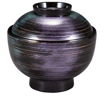 【耐熱ABS樹脂】 3.5寸丸駒椀　虹かすみ内黒　親・蓋  2-252-9　φ102*H95(mm) 【代引き不可】