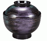 【耐熱ABS樹脂】 3.5寸丸駒椀　虹かすみ内黒　親・蓋  2-252-9　φ102*H95(mm) 【代引き不可】
