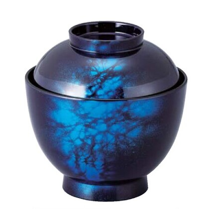 【耐熱ABS樹脂】 3.5寸玉子椀　藍八雲内黒　親・蓋  2-254-9　φ102*H104(mm) 【代引き不可】