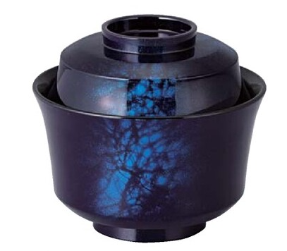 【耐熱ABS樹脂】 3.6寸天竜寺椀　藍八雲内黒　親・蓋  2-258-7　φ110*H99(mm) 【代引き不可】