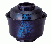 【耐熱ABS樹脂】 3.6寸天竜寺椀　藍八雲内黒　親・蓋  2-258-7　φ110*H99(mm) 【代引き不可】