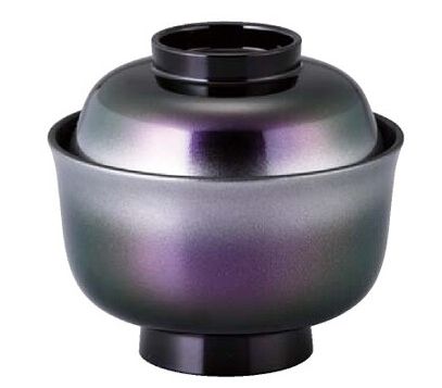 【耐熱ABS樹脂】 3.7寸羽反吸物椀　オーロラ内黒　親・蓋  2-260-1　φ111*H102(mm) 【代引き不可】