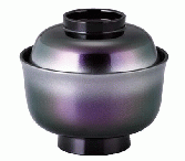 【耐熱ABS樹脂】 3.7寸羽反吸物椀　オーロラ内黒　親・蓋  2-260-1　φ111*H102(mm) 【代引き不可】