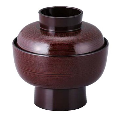 【耐熱ABS樹脂】 4寸古代椀　溜刷毛目内黒　親・蓋  2-260-8　φ112*H113(mm) 【代引き不可】