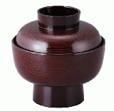 【耐熱ABS樹脂】 4寸古代椀　溜刷毛目内黒　親・蓋  2-260-8　φ112*H113(mm) 【代引き不可】