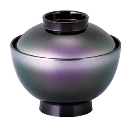 【耐熱ABS樹脂】 新(和)越前椀　オーロラ内黒　親・蓋  2-263-2　φ111*H100(mm) 【代引き不可】