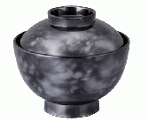 【耐熱ABS樹脂】 新(和)越前椀　銀雲内黒　親・蓋  2-263-10　φ111*H100(mm) 【代引き不可】