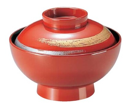 【耐熱ABS樹脂】 4寸仙才椀　朱カスリ内黒　親・蓋  2-267-4　φ120*H90(mm) 【代引き不可】