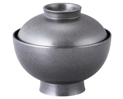 【耐熱ABS樹脂】 4寸仙才丸椀　グレー乾漆内黒　親・蓋  2-272-6　φ120*H105(mm) 【代引き不可】