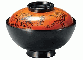 【耐熱ABS樹脂】 4寸台平仙才椀　高山寺内黒　親・蓋  2-270-12　φ124*H90(mm) 【代引き不可】