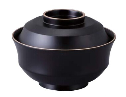 【耐熱ABS樹脂】 4寸天竜寺椀　消黒天金内黒　親・蓋  2-275-1　φ121*H85(mm) 【代引き不可】